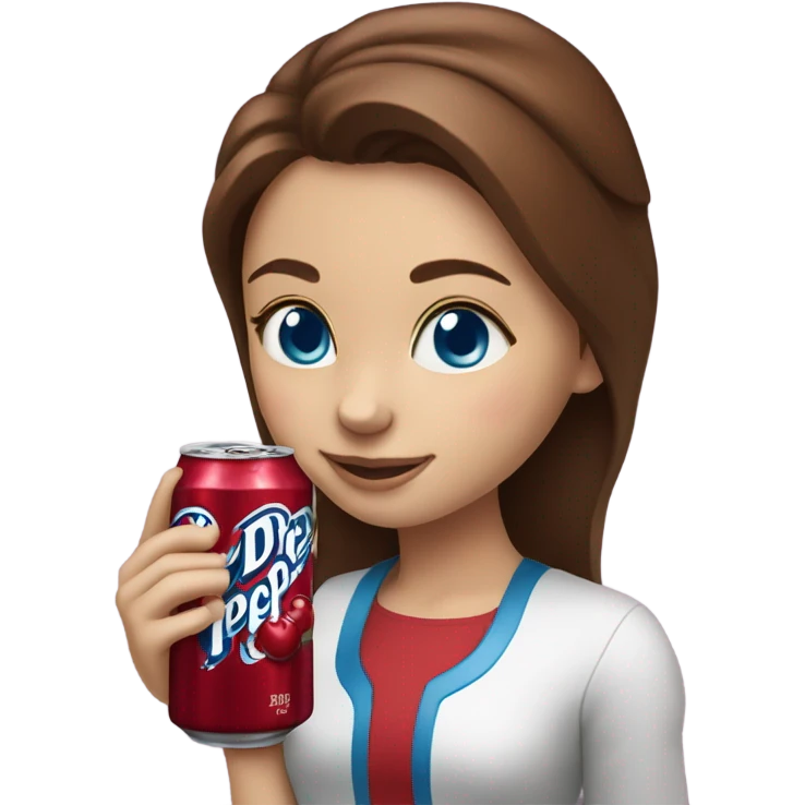 Drinking dr pepper cherry flavoured Brown hair girl blue eyes emoji