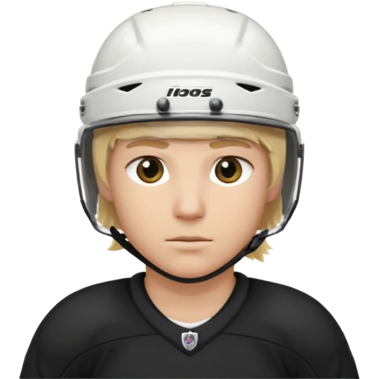 hockey player blonde hair black outfit helmet emoji