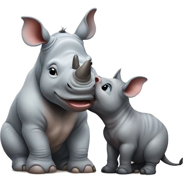 rhino kisses kitten emoji