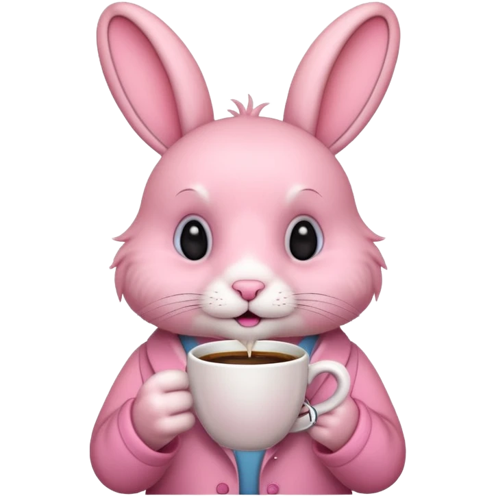 pink rabbit with coffee emoji