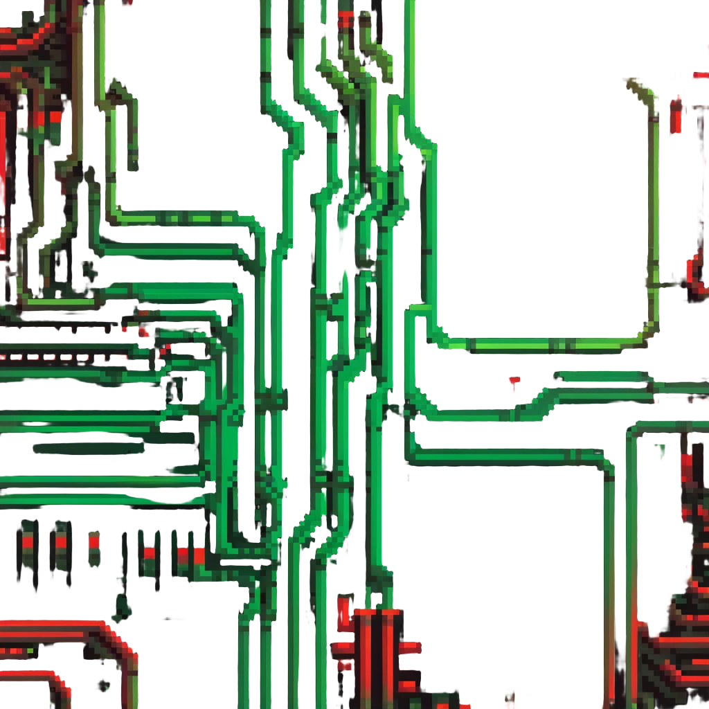 Circuit board pattern member badge with green to red gradient power flow emoji