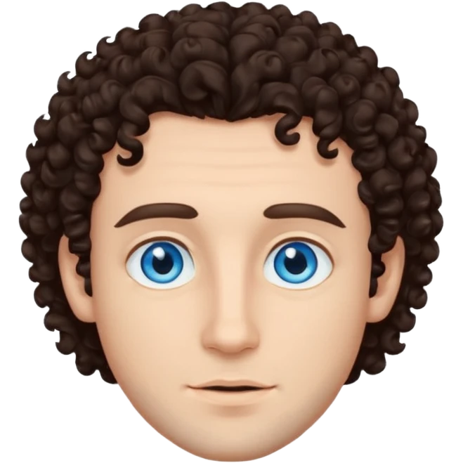 homme yeux bleu azur,cheveux brun foncé bouclé emoji
