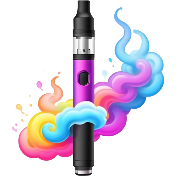 colorful vape pen with swirling vapor cloud emoji