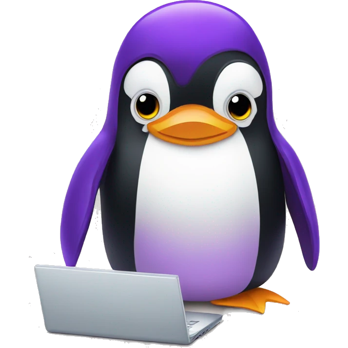 a puple penguin working on a laptop  emoji