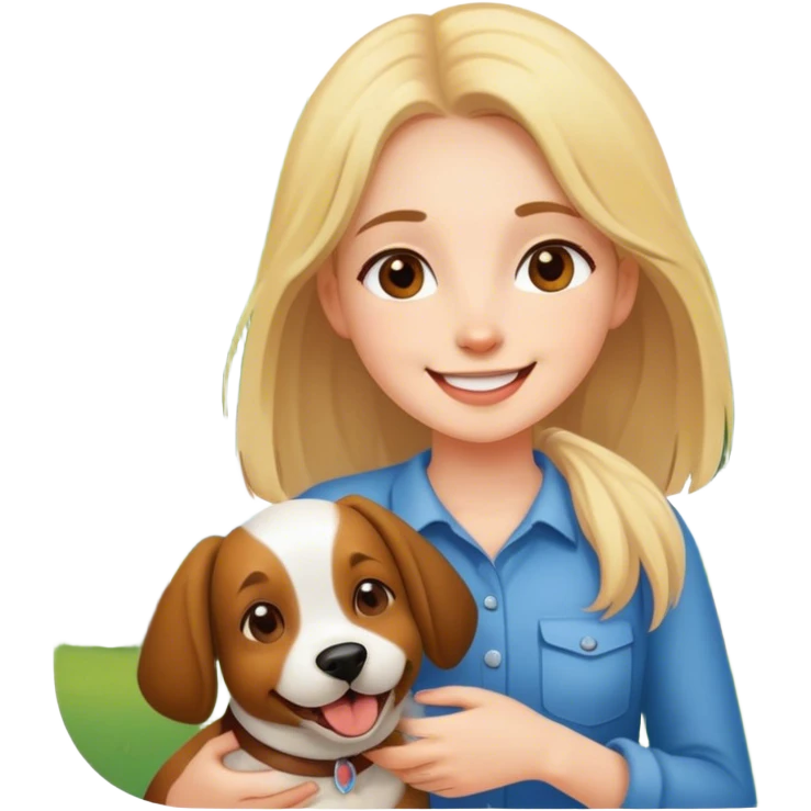 happy girl with dog outdoors emoji
