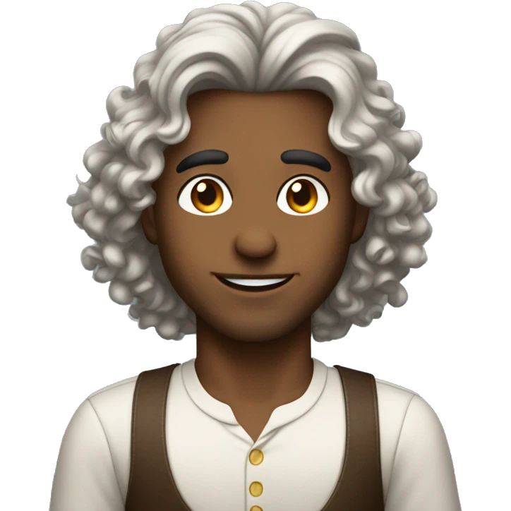 rich arrogant boy with long curly brown hair emoji