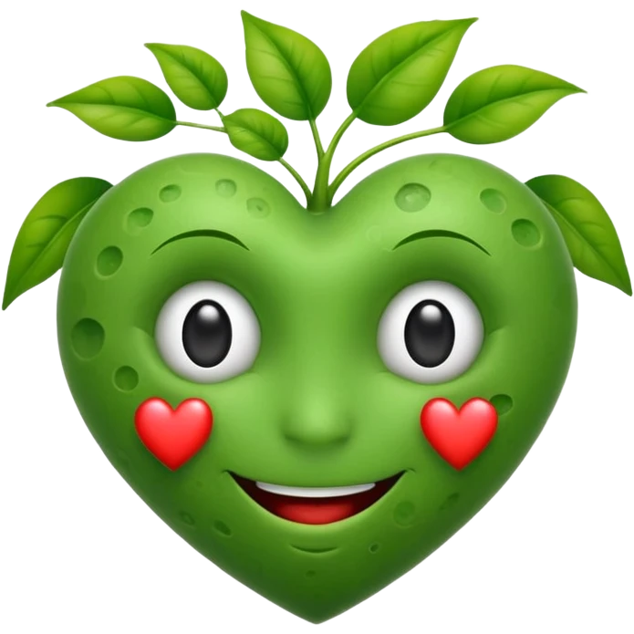 Heart smiley face with plant eyes emoji