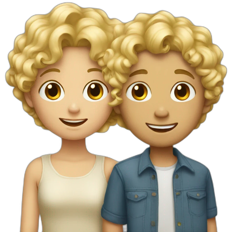 blond girl with curly boy emoji
