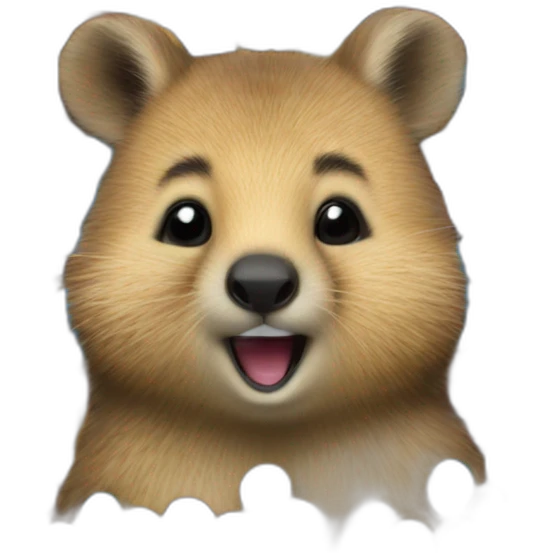 a cute quokka eating a large blue M&M emoji