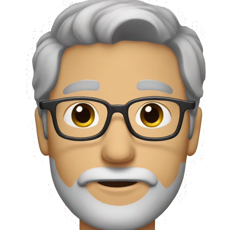 man grey hair brown eyes 3 days of beard with glasses emoji