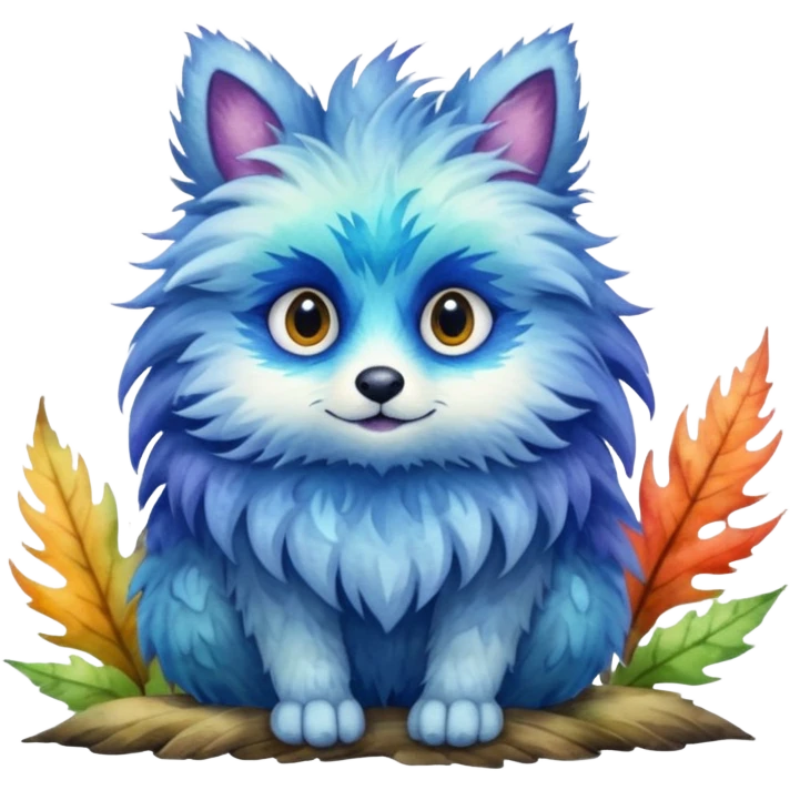 watercolor furry creature in a misty forest emoji