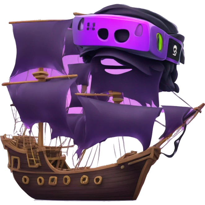 Pirate ship, Pirate,  vr headset, purple neon emoji