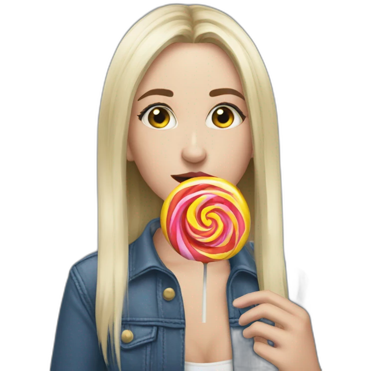 Billie Eillish eating a lollipop emoji