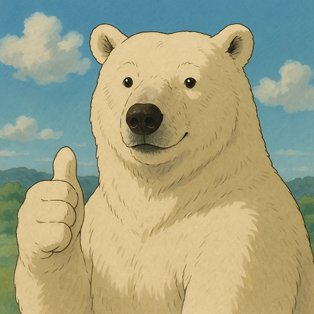 realistic polar bear giving a thumbs up emoji