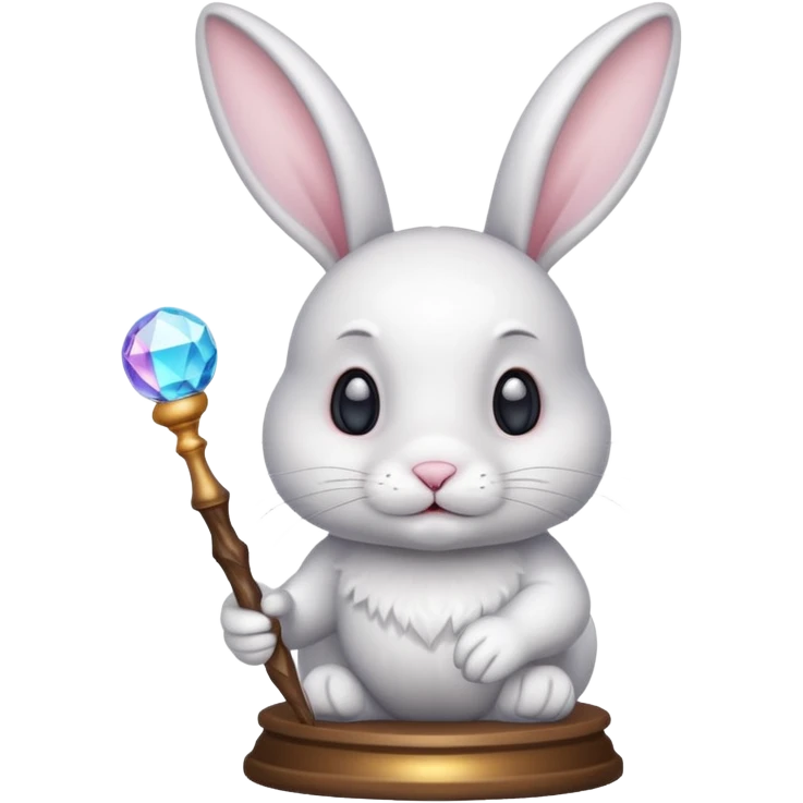 White bunny with wand and with crystal ball emoji