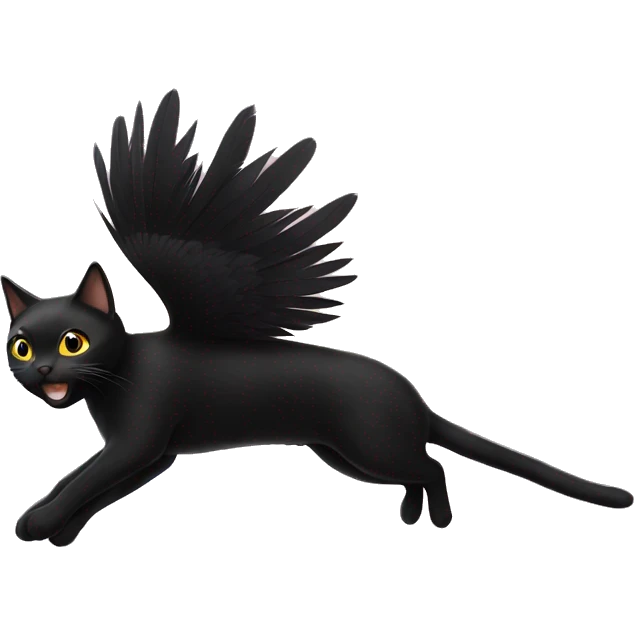 The black cat ,flying with feather emoji
