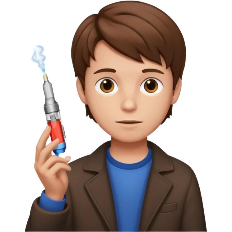 boy with brown hair holding vape  emoji