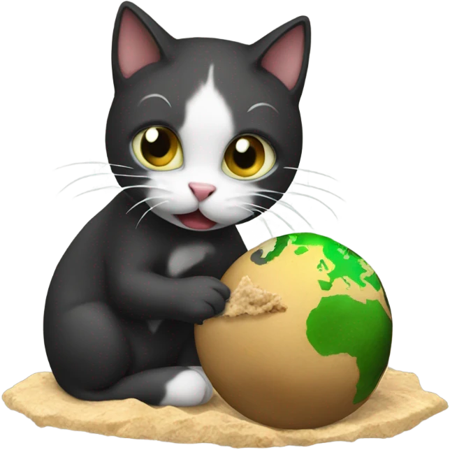 Cat eating earth emoji