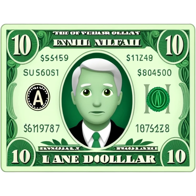 one 10 dollar bill flat ios emoji style version emoji