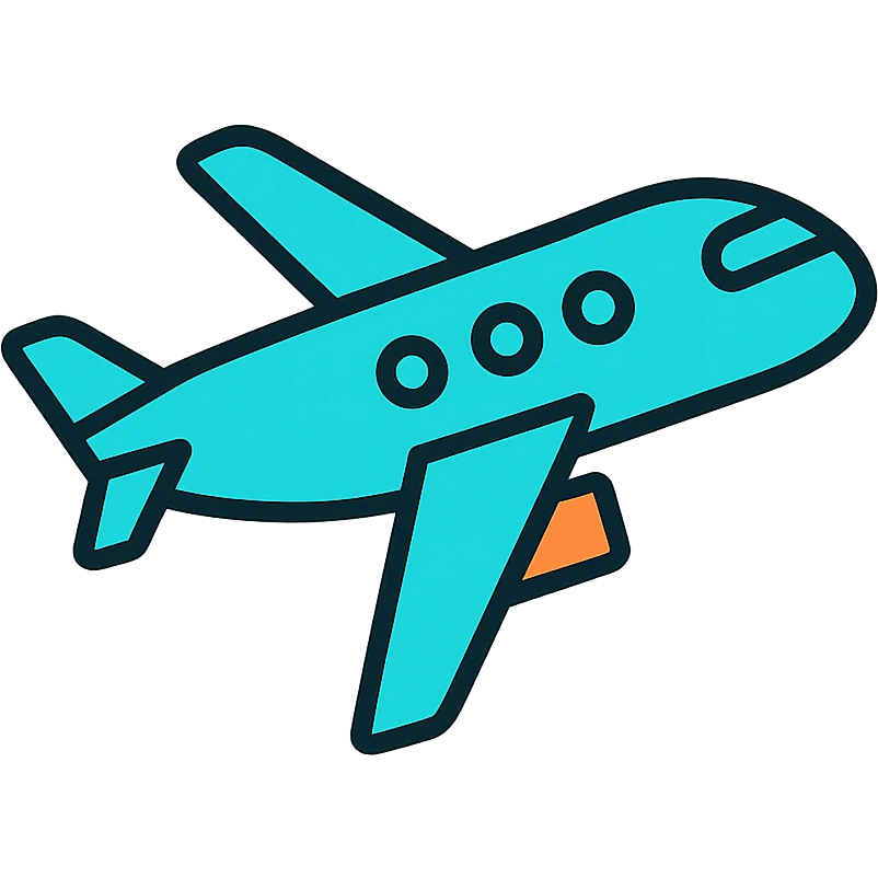 airplane icon, color outline style emoji