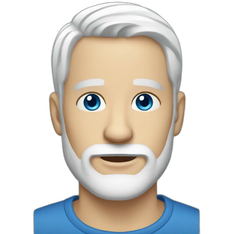 fifty white Man white beard short hair blue eyes emoji