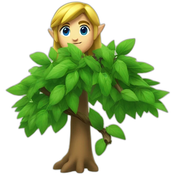 Link (Zelda, Nintendo) holding a tree branch emoji