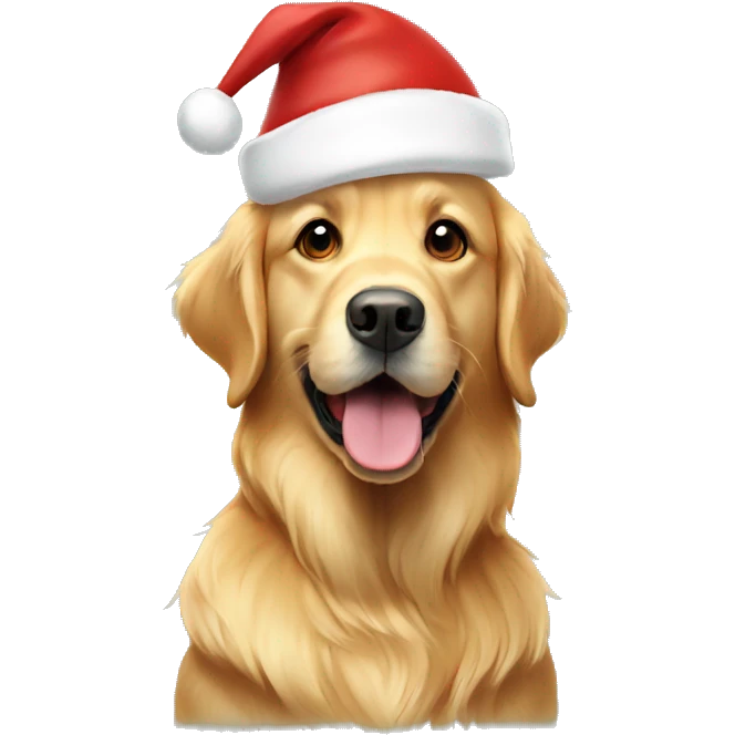 golden retrievers wearing santa hats emoji