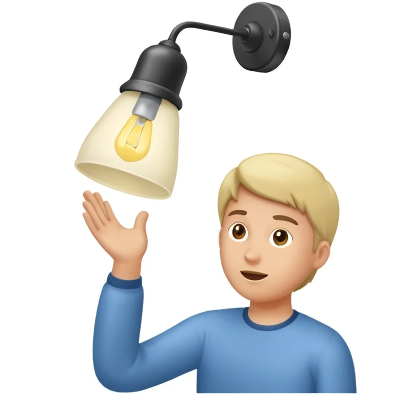 eine Person wird von einer Deckenlampe angestrahlt, Lichtkegel fällt auf sie, dezenter Hintergrund emoji
