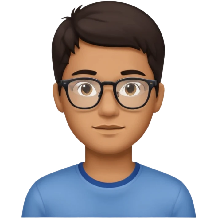 chico joven cabello marron oscuro con lentes estilo ios 18 emoji