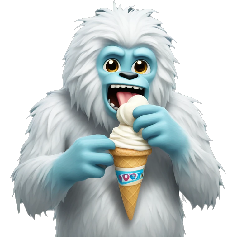 Yeti eating icecream emoji