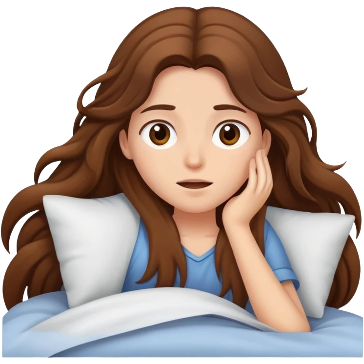 A brown long haired girl waking up  emoji