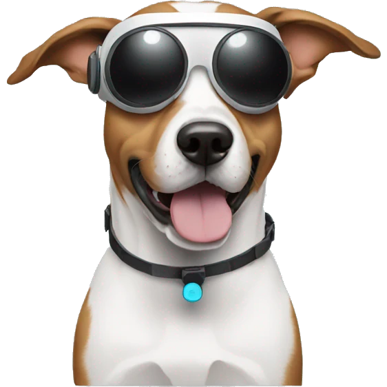 Dog wearing VR emoji