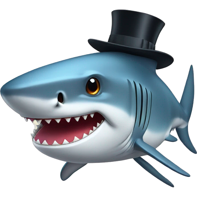 Shark with a top hat emoji