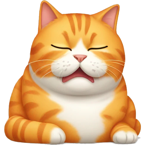 Fat orange cat licking himself emoji