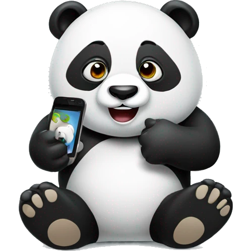 Panda segurando um celular  emoji
