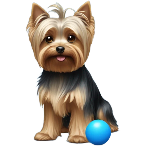 Yorkshire terrier with a blue ball emoji