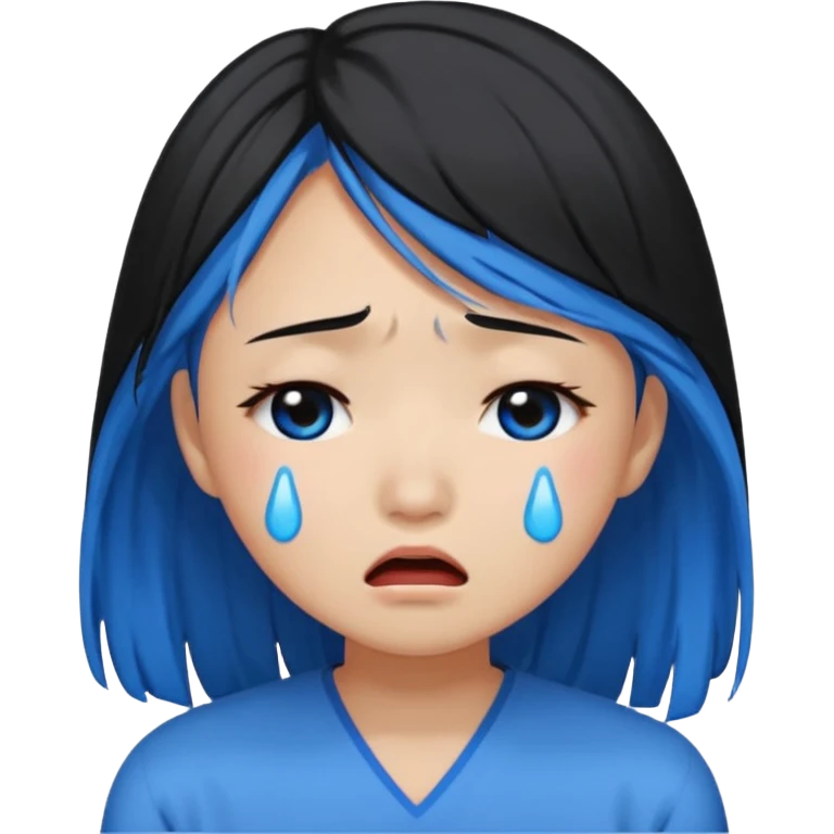 Asian girl crying more like this 😭 make the tears blue make the hair black emoji