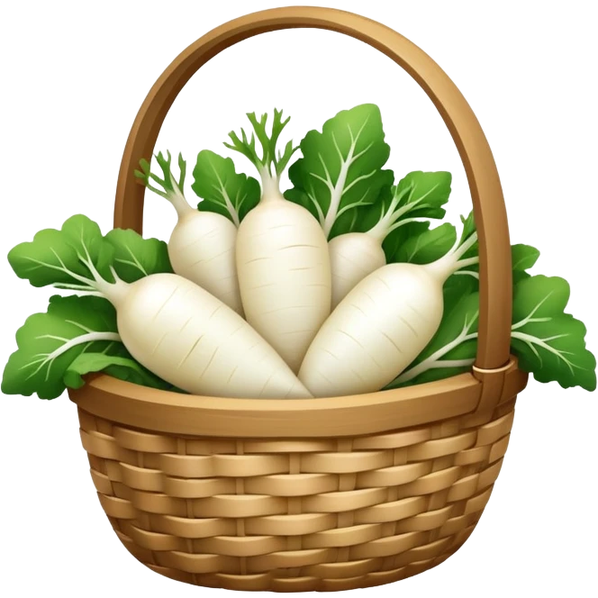 white radish in basket emoji