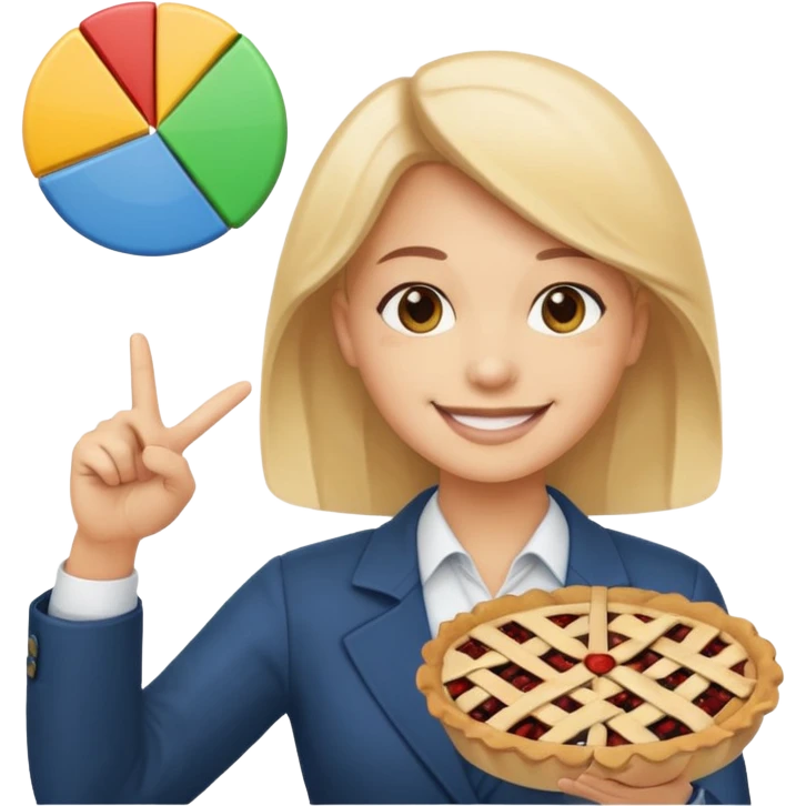 Pie chart in emoji-style showing Roth IRA $7K, Emergency fund $8K, Checking $2K, Investments $3K, person proudly pointing at chart with smile emoji
