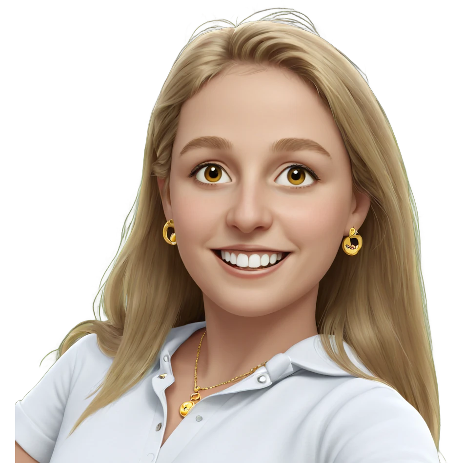 smiling girl outdoors with jewelry emoji