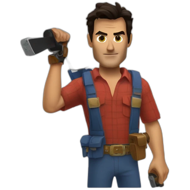 Ash Williams with a chainsaw hand emoji