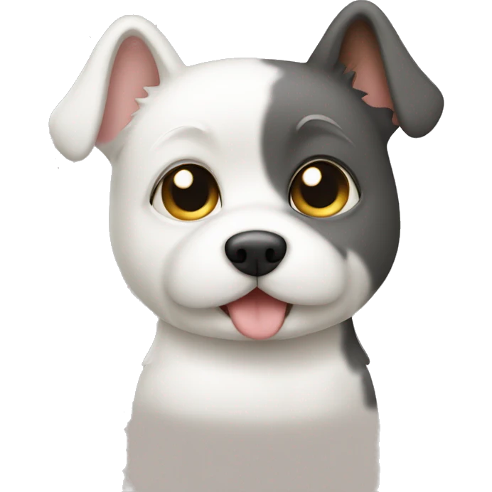 Cute white dog with cat facing the screen emoji