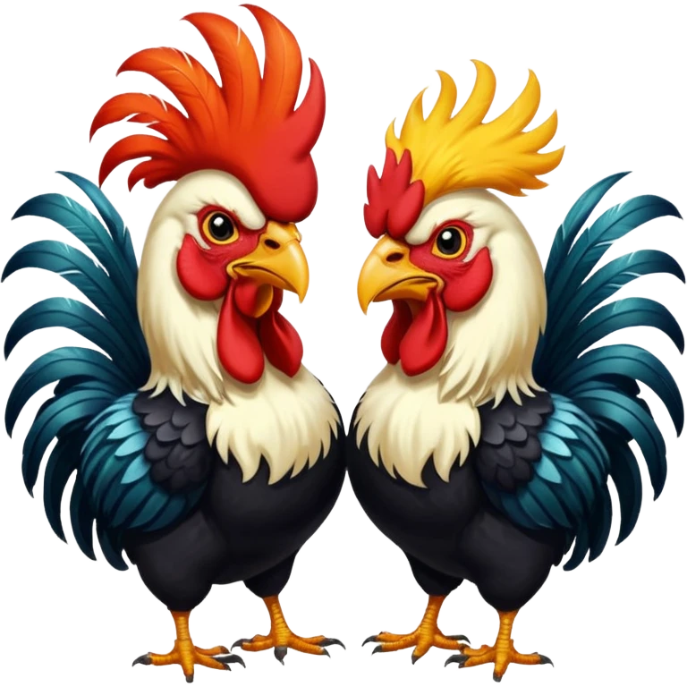 Dos gallos de pelea Peliando emoji