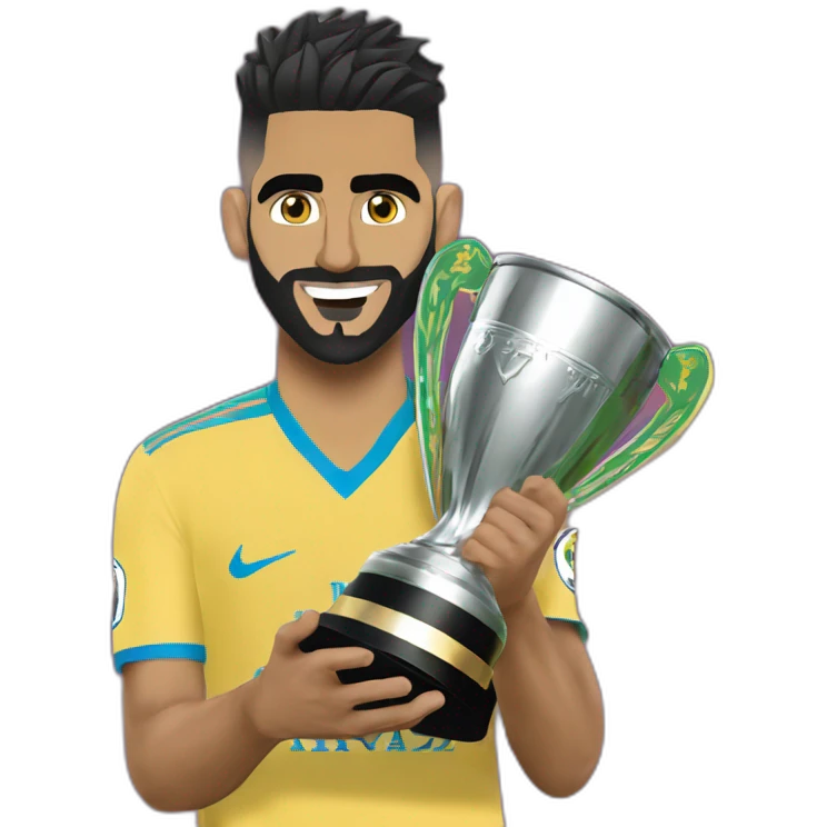 I want an emoji of the player Riyad Mahrez holding the African Cup emoji