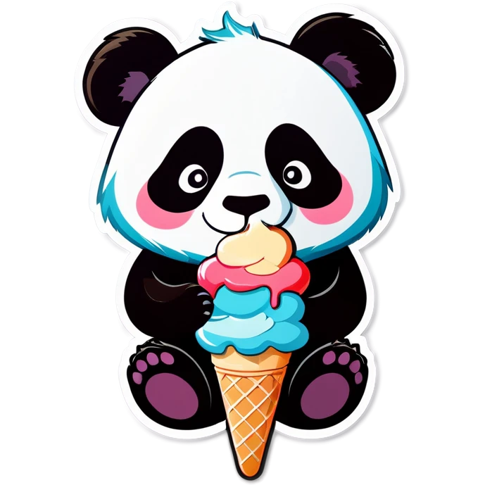 Panda eating ice cream emoji