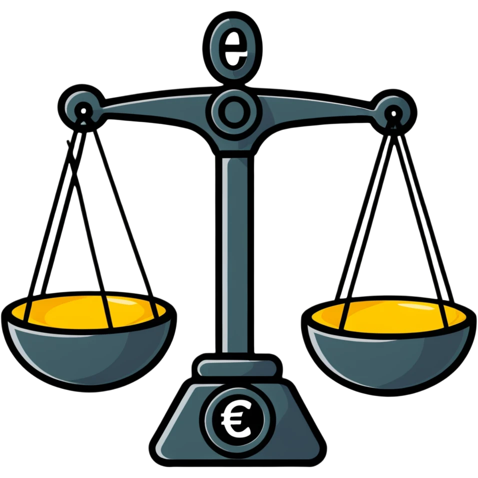 balance scale with euro symbols on the plates emoji