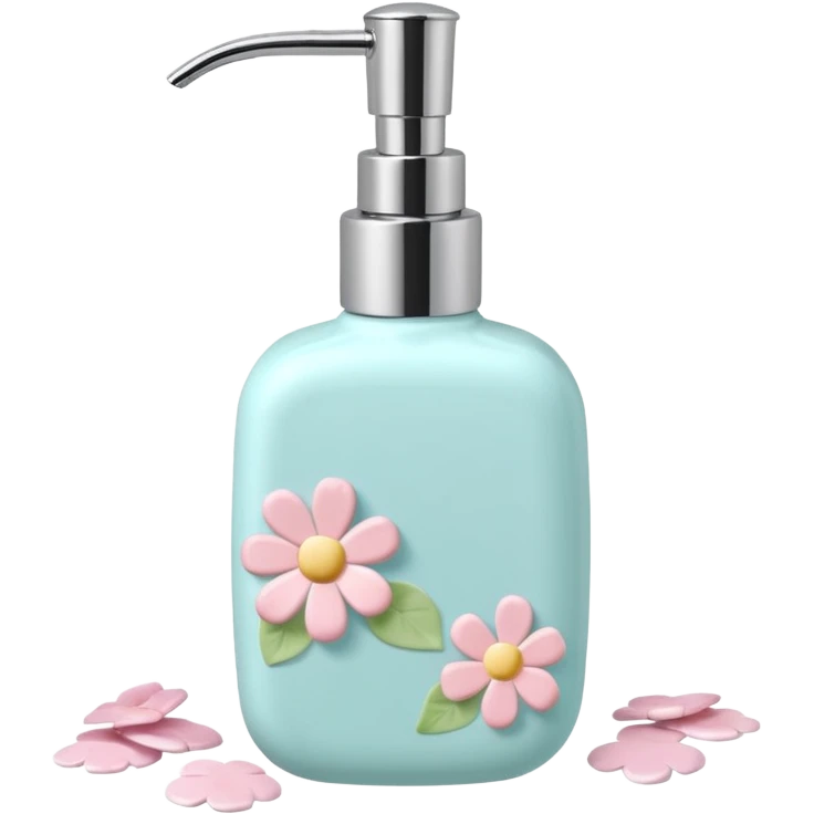 Pastel soap dispenser with pastel flower petals  emoji