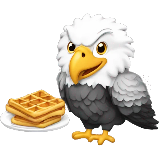 Bald eagle eating waffles with the letters cwe emoji