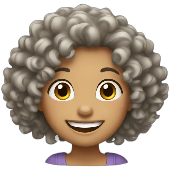 Girl with curly hair laughing  emoji