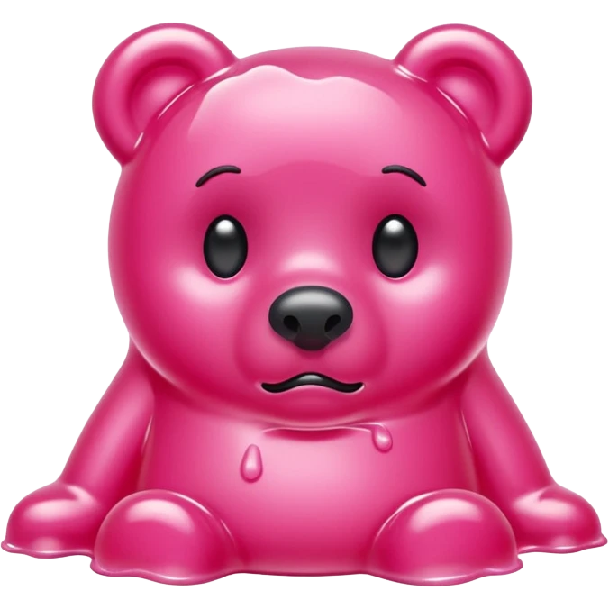 Sad pink Gummy bear melting into ground emoji